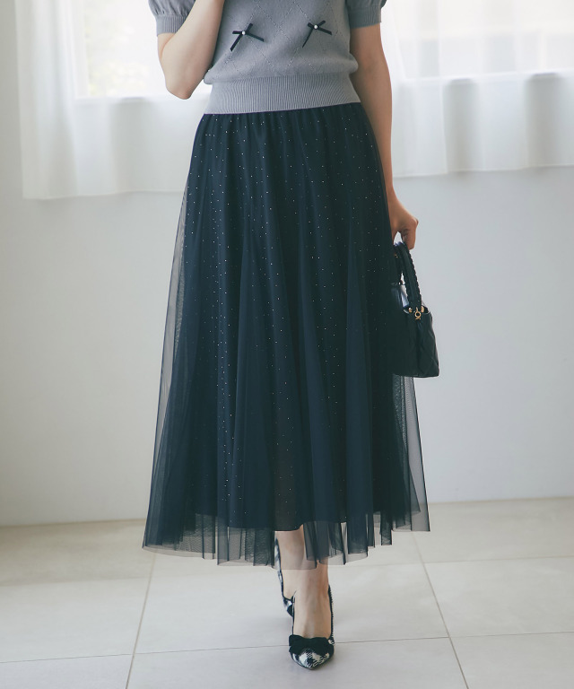 きらきらストーン付きチュールスカート 
