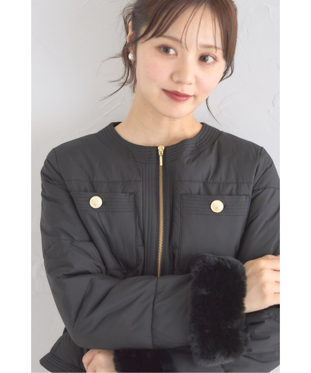 2WAY袖口ファー付きマイクロファイバージャケット 