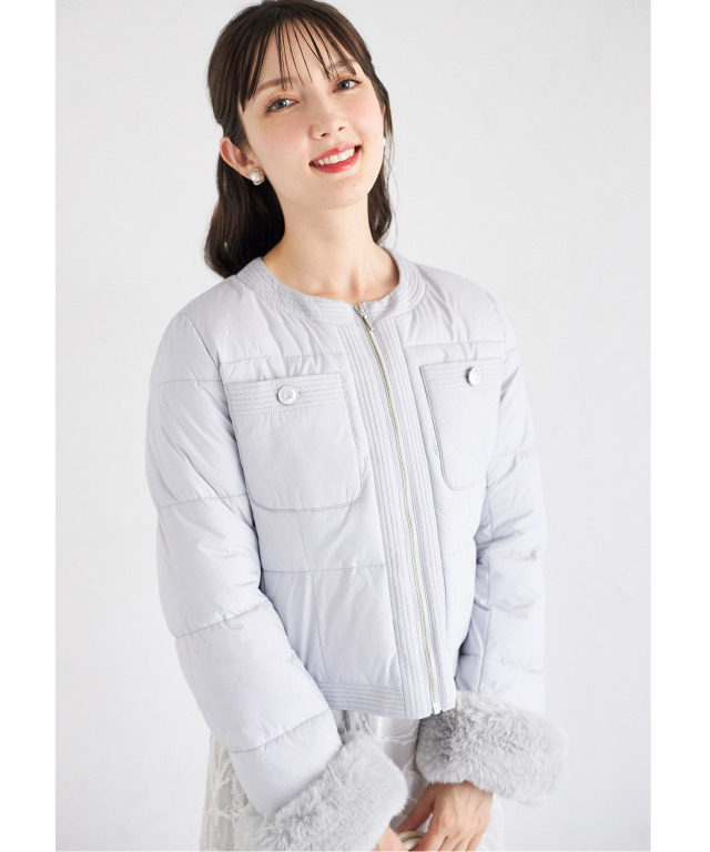 2WAY袖口ファー付きマイクロファイバージャケット 