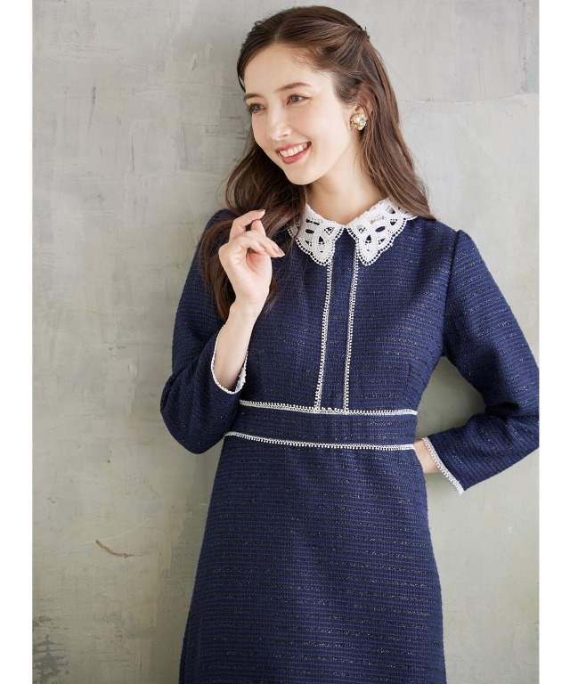 タグ付・レア】La Vie Style House ツイード調ワンピース L シアー  