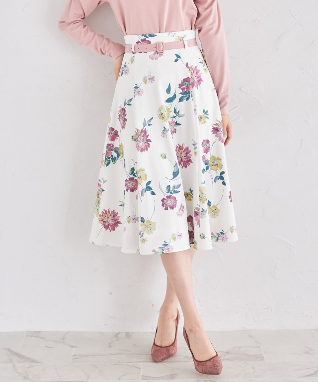 rosyluce ドットフラワースカート pink（華やかで心躍るキレイな色彩  