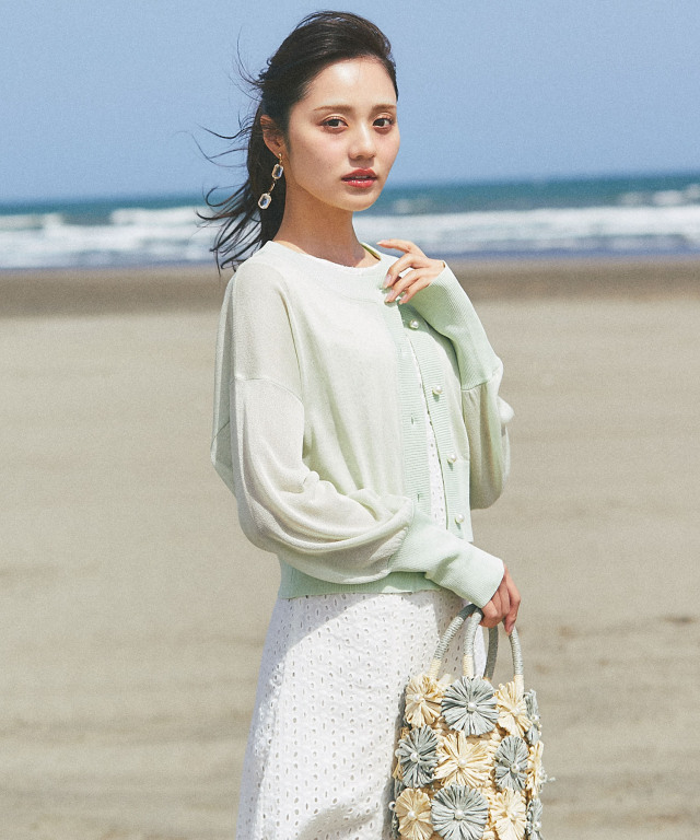 バックレースアップコットンレースマーメイドワンピース