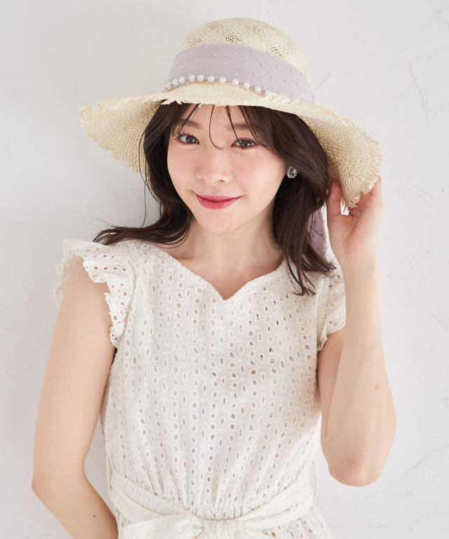 みぃたん★Marie Mercieマリーメルシェ★リボン付きハット黄緑 高級☆Marie Mercieマリーメルシェ☆リボン付きハット黄緑ライト