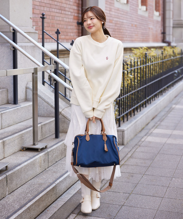 2WAYショルダー＆キーチャーム付きボストンバッグ