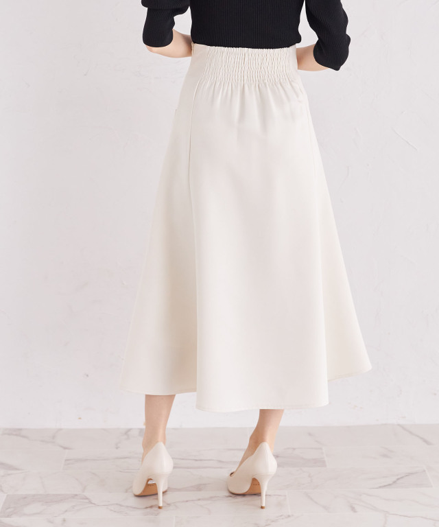 jonページ 飾り釦＆フリル付きサイド切り替えフレアスカート