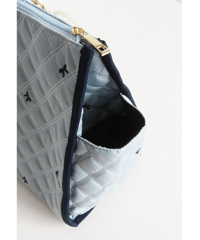 2WAYショルダー＆パールリボンチャーム付きリボン刺繍キルティング