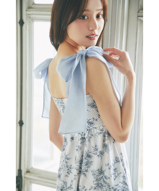オンライン品切れ　トッコクローゼット　シフォンリボンフローラルプリントワンピース オンライン品切れ トッコクローゼット シフォンリボンフローラル