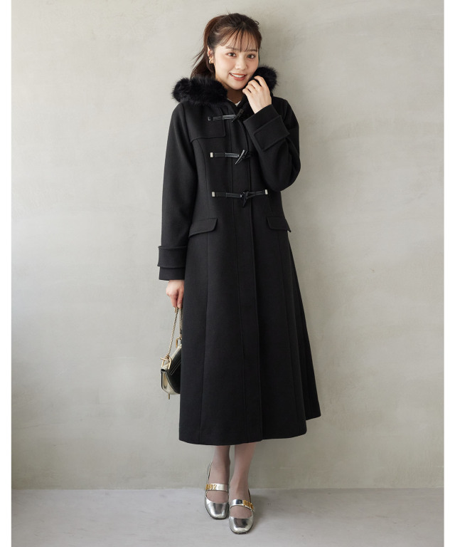 取り外し可能なファー付きフィット＆フレアシルエットダッフルコート