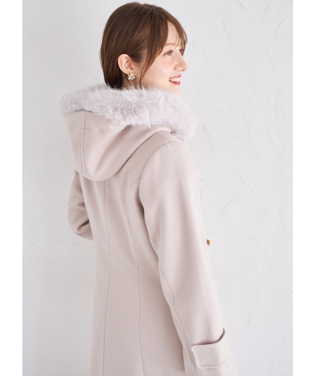 【新品タグ付き】soeur7ファー付きダブルブレストコート グレー ジュ 新品タグ付き】soeur7ファー付きダブルブレストコート グレー
