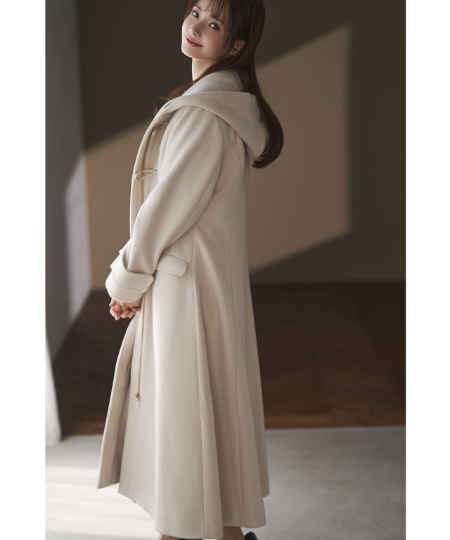 取り外し可能なファー付きフィット＆フレアシルエットダッフルコート