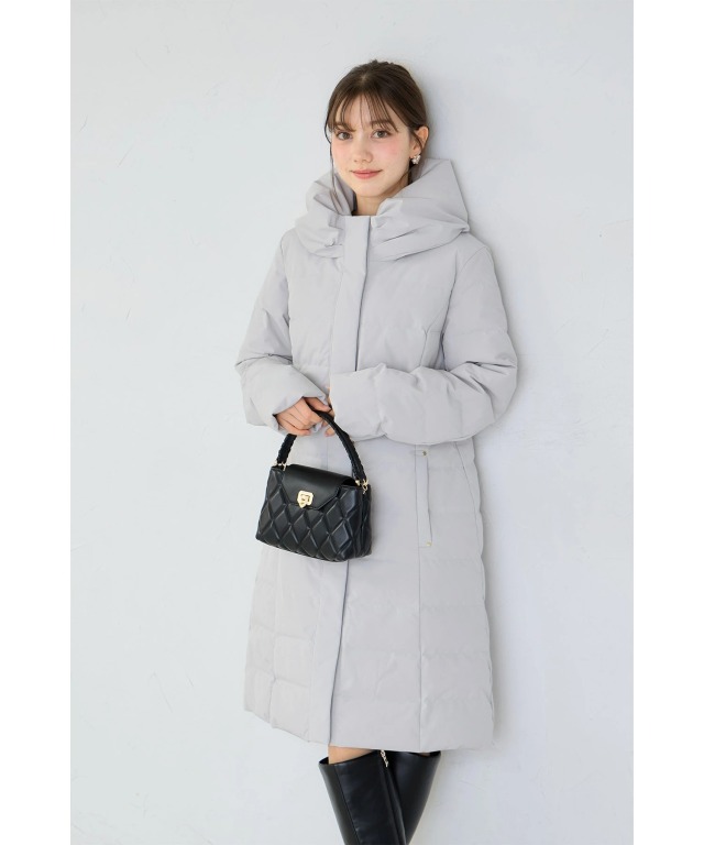 リボンカラーダウンロングコート