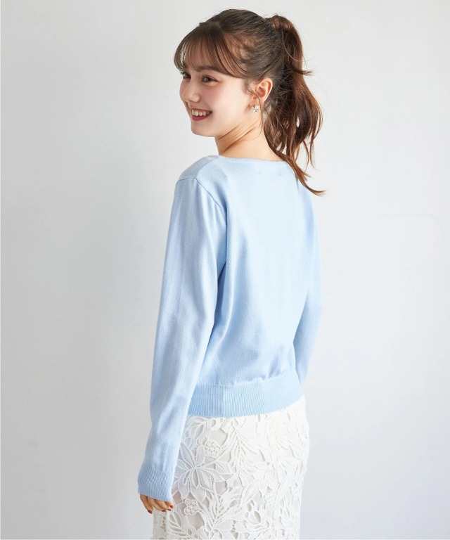 しっとり保湿シアバター加工＆ハンドウォッシュ♪ビジュー釦ニット