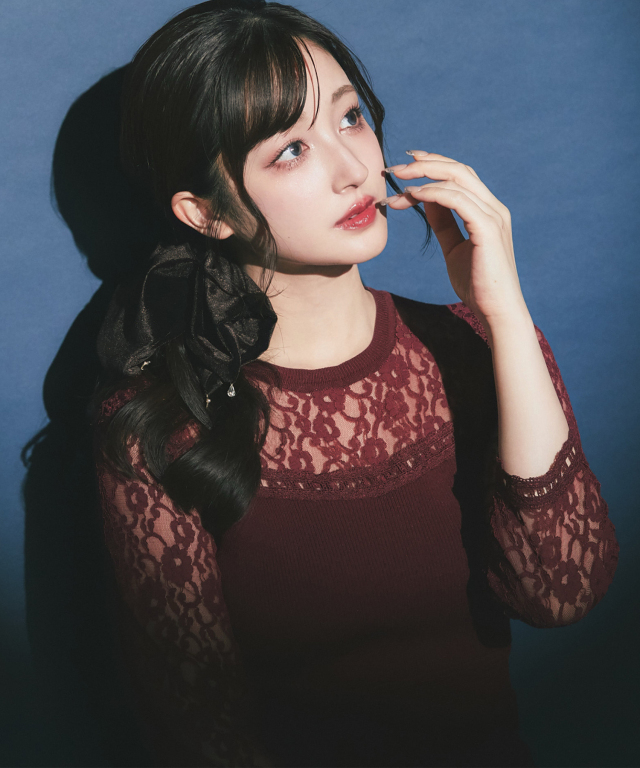 レースドッキングニットプリーツワンピース