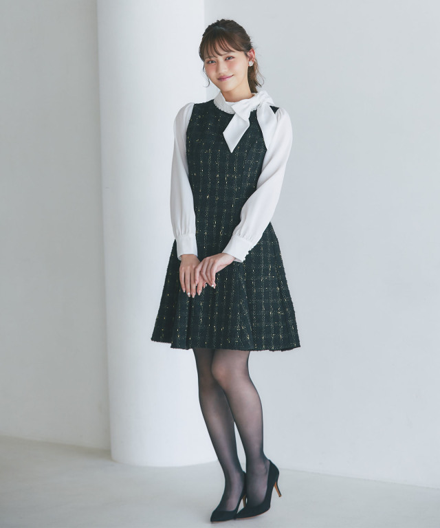 tocco closet ツイードミニワンピース　タグ付き トッコクローゼット tocco closet フェイクポケット付きパール