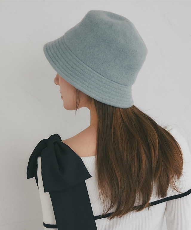 POLOセレクト】ロゴ刺繍入りニットバケットハット