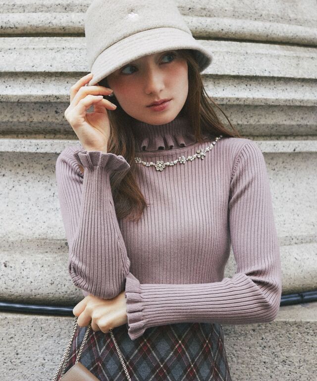 POLOセレクト】ロゴ刺繍入りニットバケットハット