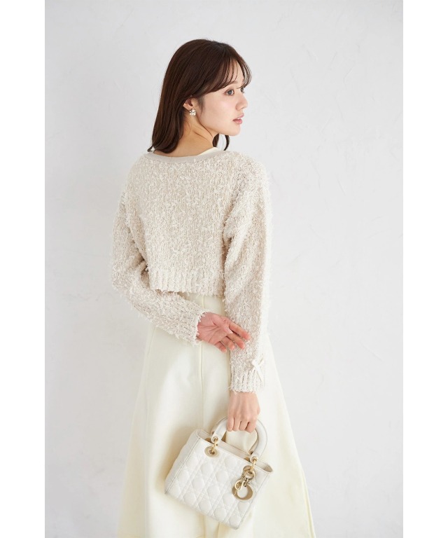 リボン付きニットボレロ×ニットワンピースセット