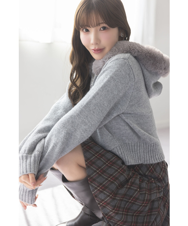ファー付きニットパーカー