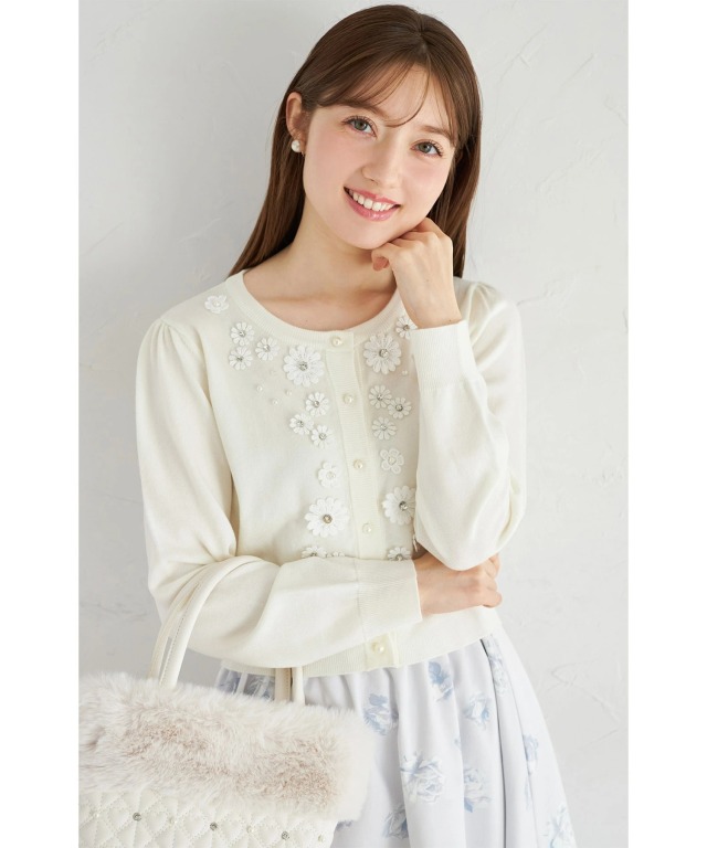 【バラ売り可】JJJ LP3点セット フラワーモチーフ付きニットカーディガン