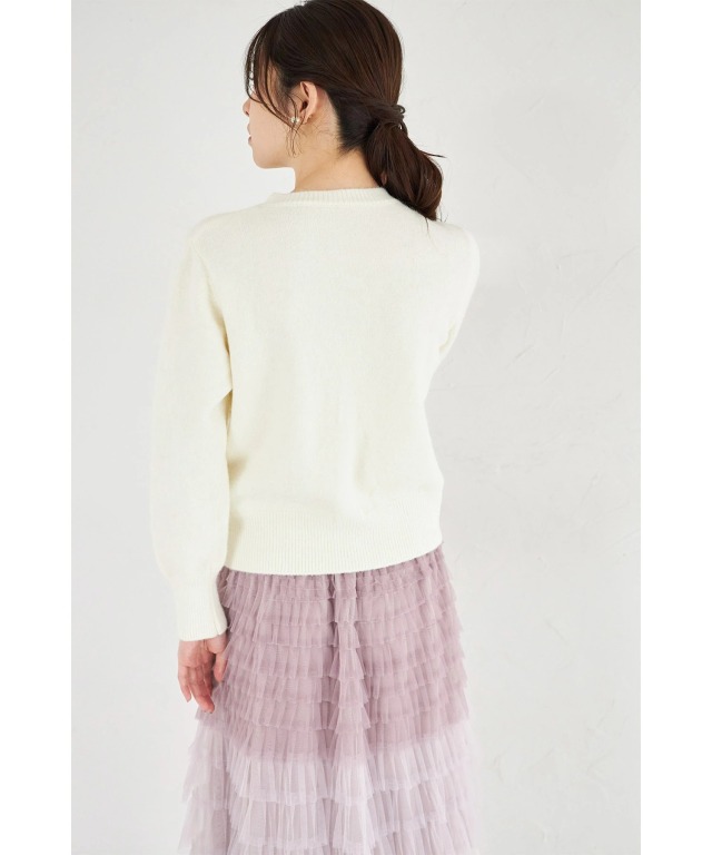 チェリービジュー付きニットカーディガン