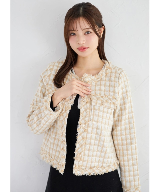 フリンジツイードジャケット