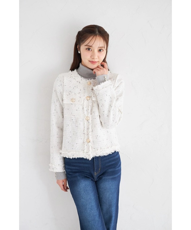 フリンジツイードジャケット