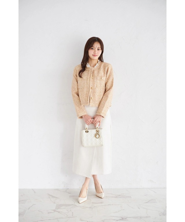 TRESOR by lana バックドレープジャケット　アイボリー Extra Pocket L19 Virgin Wool, Cashmere, Silk Cornsilk/Whisper