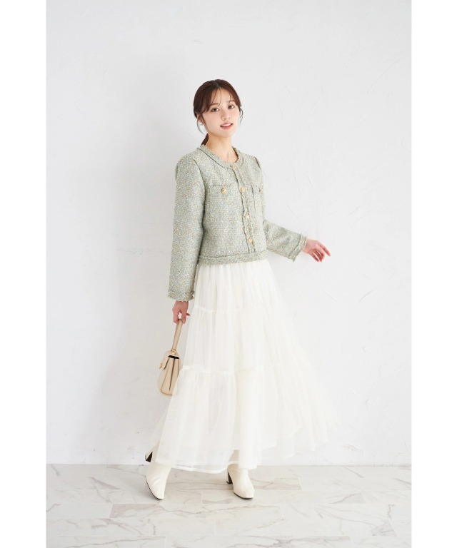 ゴールド釦スパンコールツイードジャケット