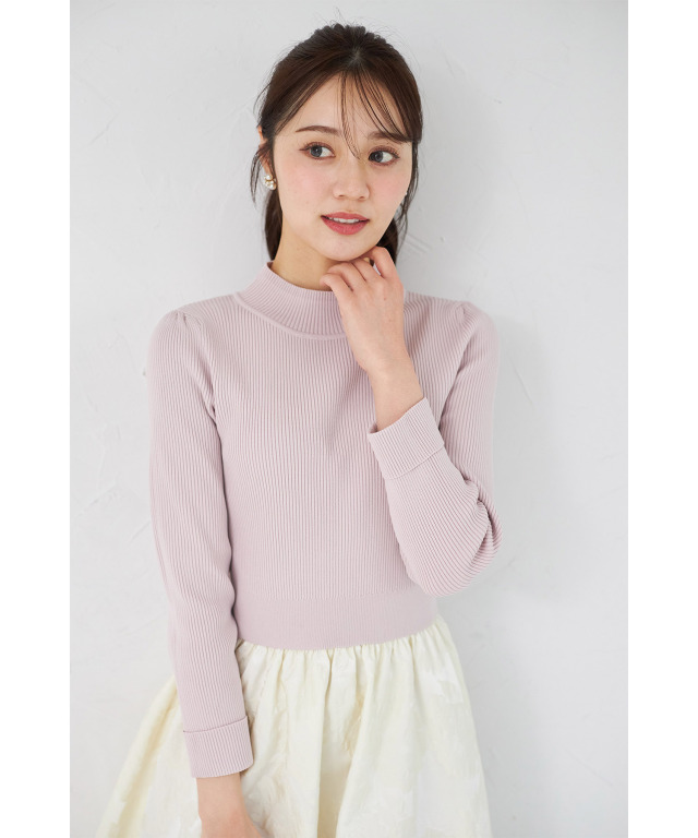 フラワージャガードドッキングニットワンピース