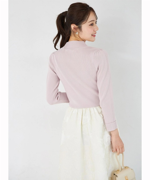 フラワージャガードドッキングニットワンピース