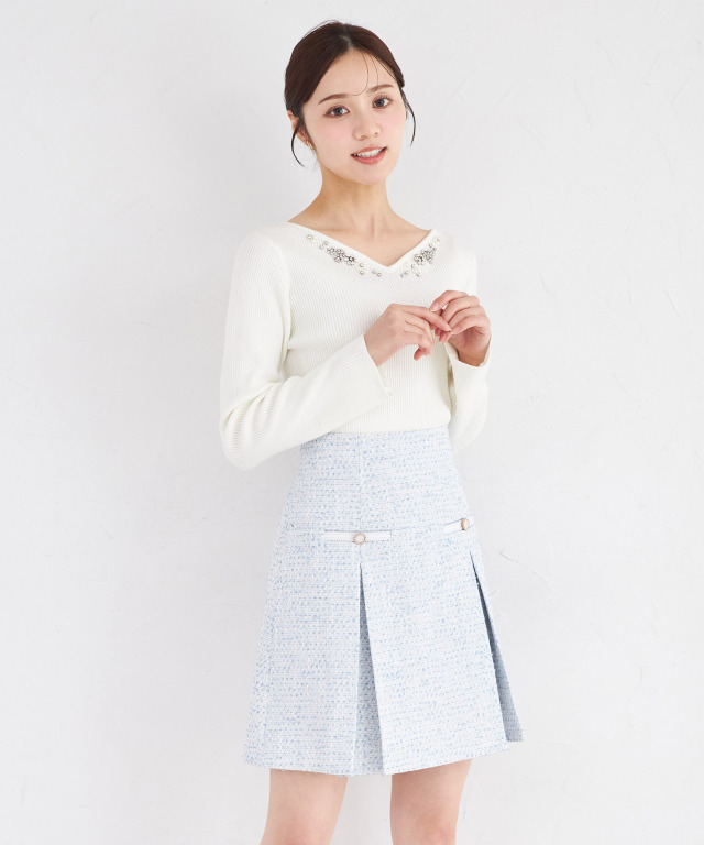 ツイードタックミニスカート