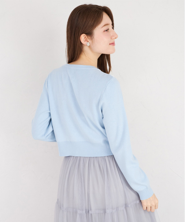 リュクスな華やぎ♪ハートボタン立体フラワーレースドッキングニット