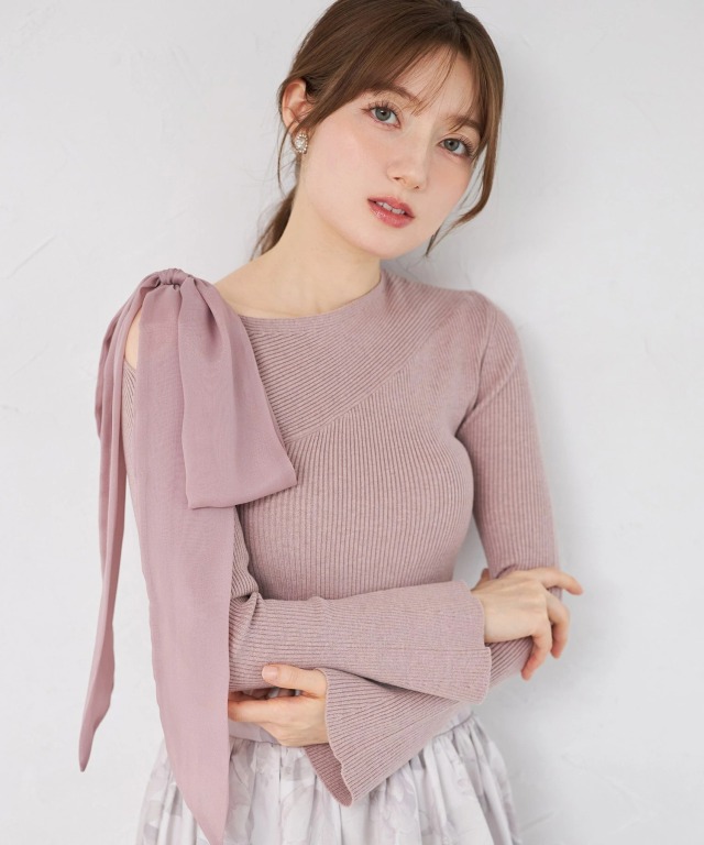 tocco 肩リボン tocco closet（トッコ クローゼット） チュールボレロ×肩リボン