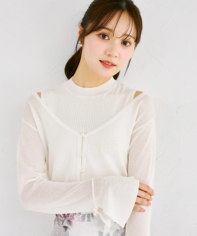 tocco サイドリボンリブニットトップス ノースリーブ 春夏 オフホワイト vaples-7.jpg