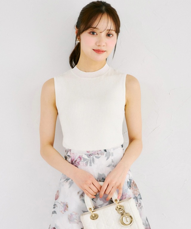 tocco サイドリボンリブニットトップス ノースリーブ 春夏 オフホワイト vaples-7.jpg