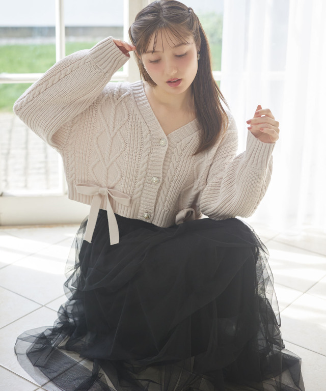 チュールタックバルーンスカート