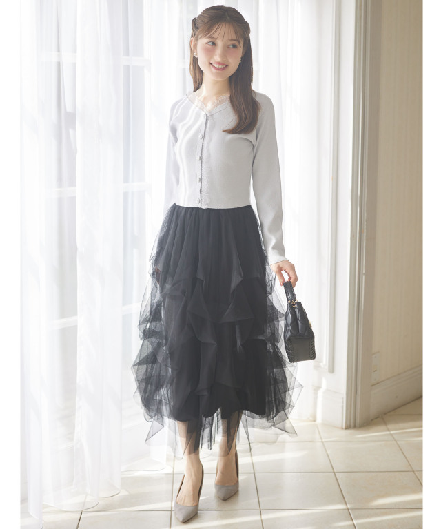 チュールタックバルーンスカート