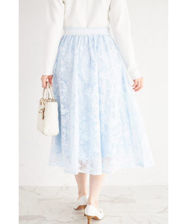 ディテールに宿るクラス感♪立体フラワーレースフレアスカート