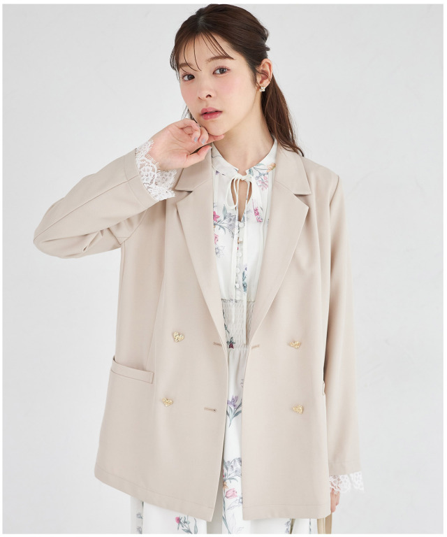 袖口レース付きハート釦ジャケット