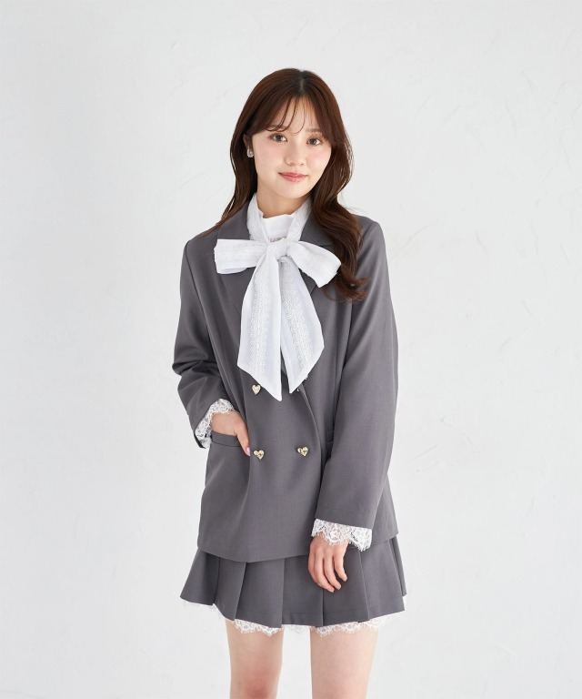 袖口レース付きハート釦ジャケット