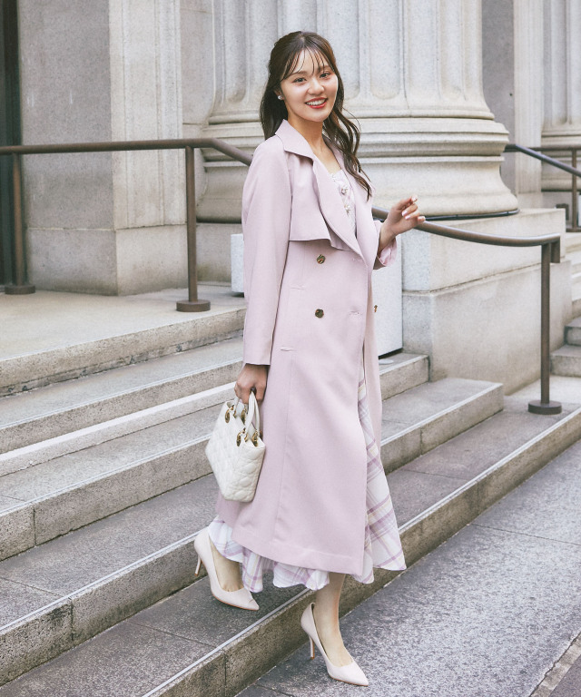 2WAY仕様ゴールド釦ヨークトレンチコート