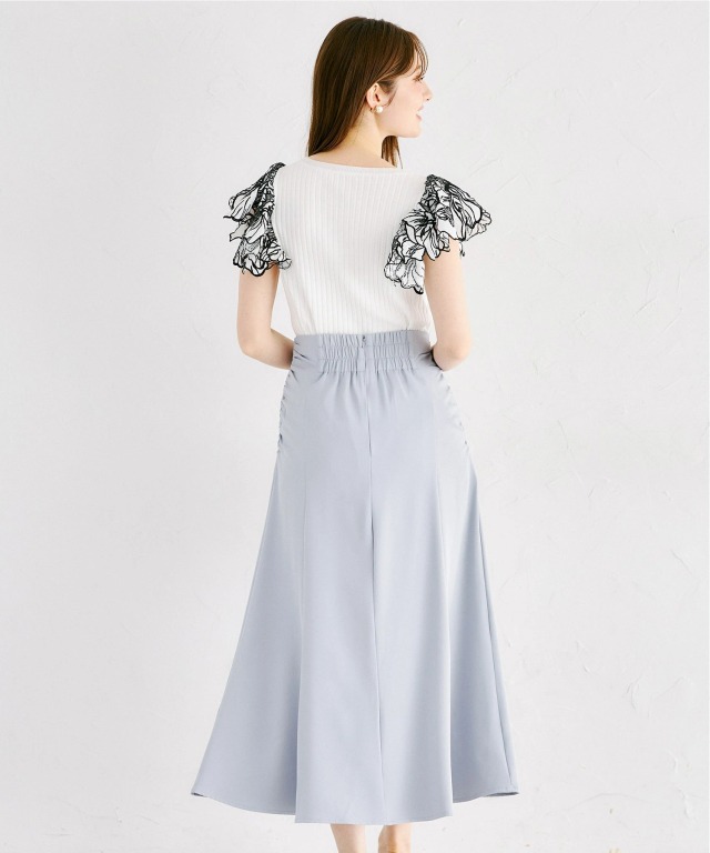 サイドギャザー切り替えマーメイドスカート