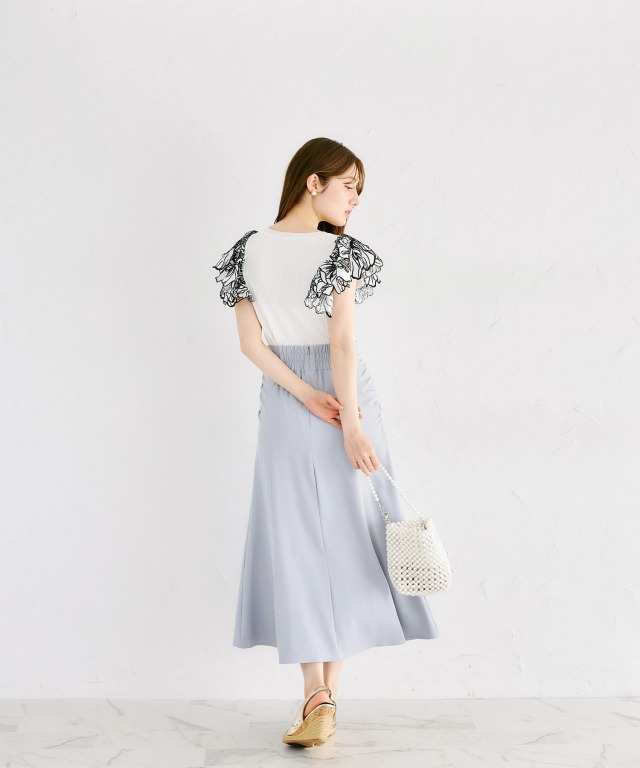 サイドギャザー切り替えマーメイドスカート