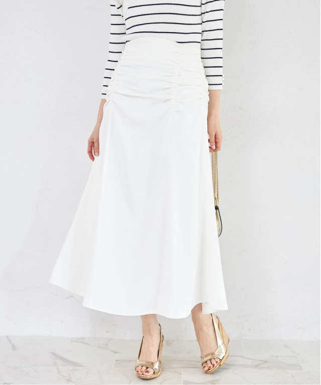 サイドギャザー切り替えマーメイドスカート