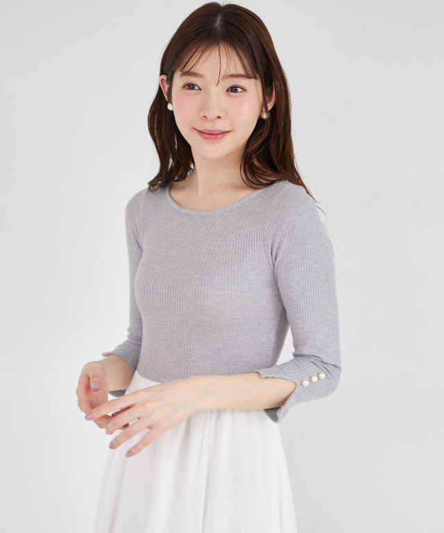 ラメリブカットソー×イレヘムレイヤードラメシフォンドッキングワンピース