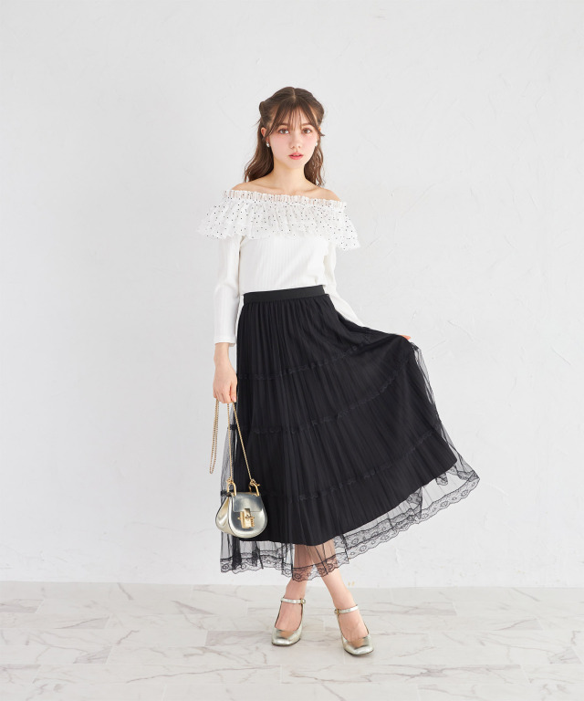 その他 tocco 着こなし広がる2WAY仕様♪ドットフリル付きリブカットプルオーバー