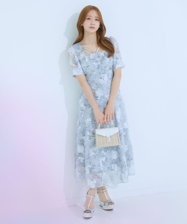 グレースコンチネンタル☆デコルテラインワンピース コンビレースVネックワンピース / GRACE CONTINENTAL | GRACE