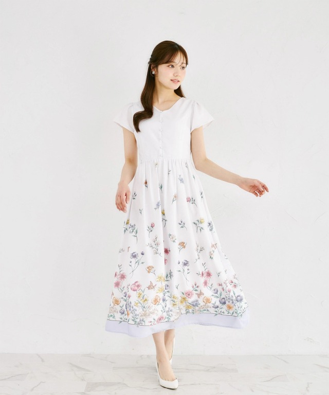 かここさん専用 パネルフラワープリント切り替えワンピース