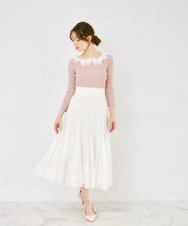 tocco サイドリボンリブニットトップス ノースリーブ 春夏 オフホワイト tocco closet（トッコ クローゼット） ニット セーター 「ZOZO限定