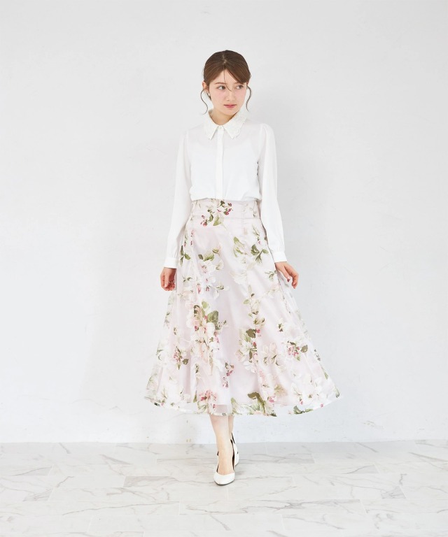 オパールフラワープリントフレアスカート